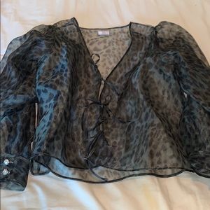 Aritzia sheer tie blouse